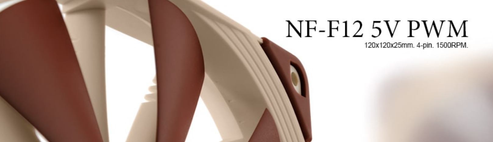 A large marketing image providing additional information about the product Noctua NF-F12 5V PWM 120mm x 25mm 1500RPM Cooling Fan - Additional alt info not provided